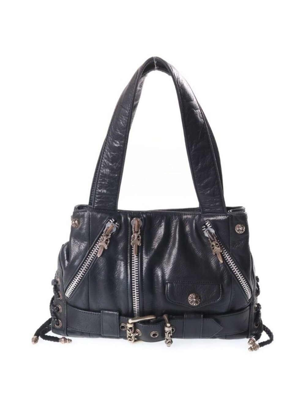 Chrome Hearts JJ Dean Small Leather Rider's Jacket Handbag Black Silver